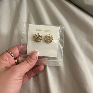 Tory Burch Gold Logo Stud Earrings